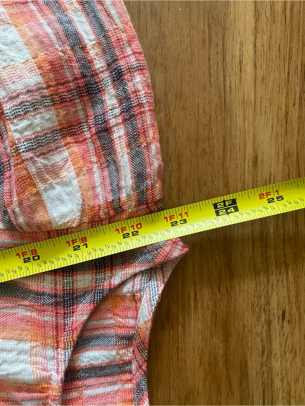 LOFT Pink and Orange Plaid Short-Sleeve Blouse - Picture 6 of 6